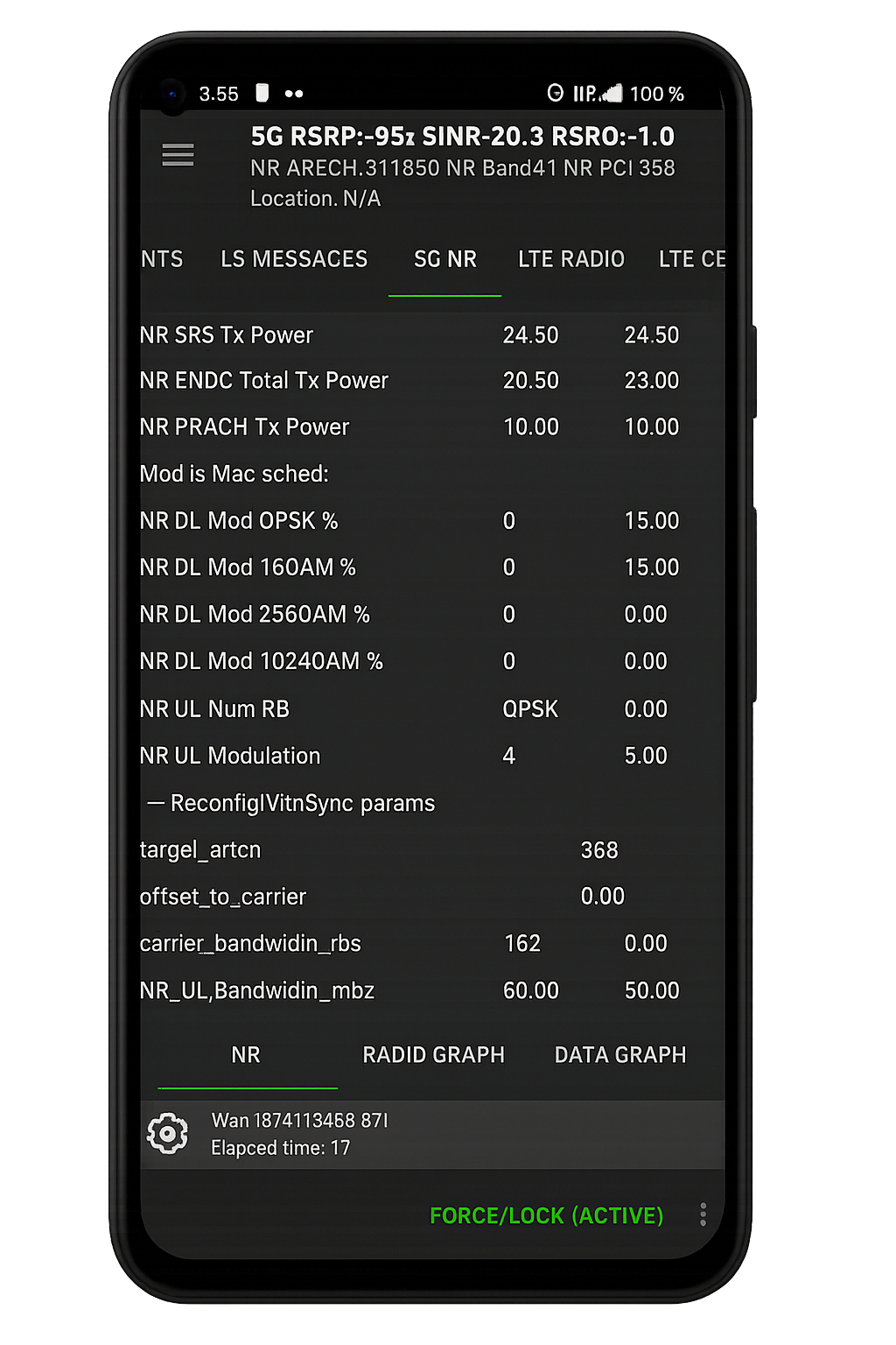 Xmart Radio device used for 5G NR SA NSA benchmarking